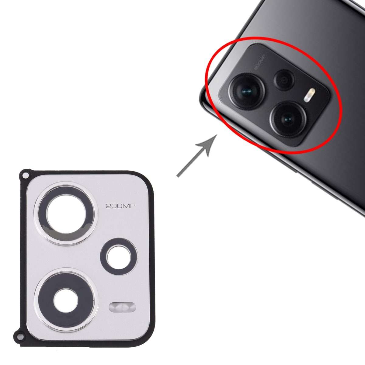 Back Camera Lens Frame for Xiaomi Redmi Note 12 Pro+ (Silver)