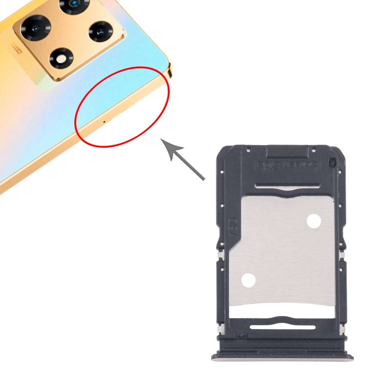 For Infinix Note 30 Pro X678B 5pcs SIM Card Tray + SIM Card Tray + Micro SD Card Tray (Gold)
