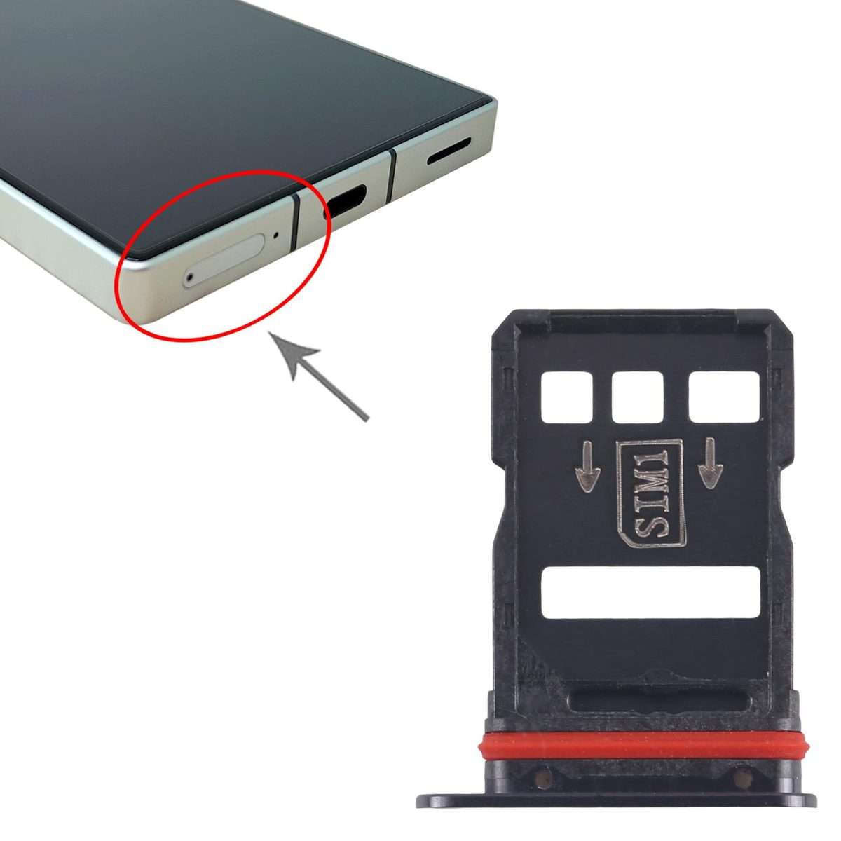 For ZTE nubia RedMagic 8s Pro SIM Card Tray + SIM Card Tray (Black)