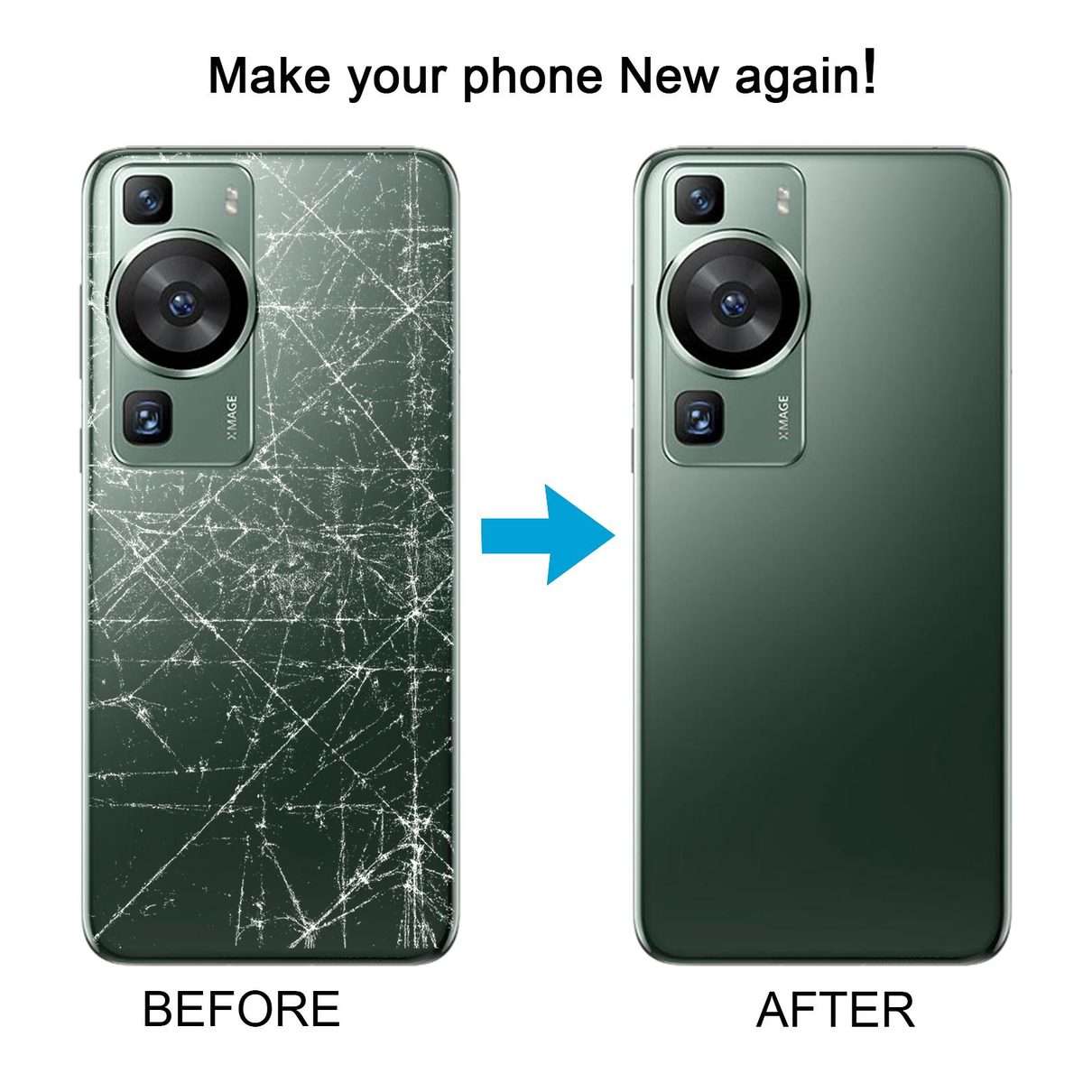 For Huawei P60 Pro Battery Back Cover with Camera Lens Frame(White)