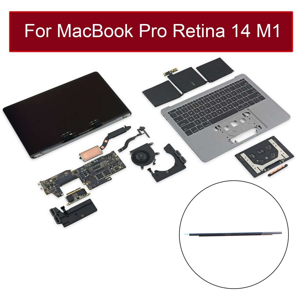 LCD Screen Display Front Bezel Logo Cover for MacBook Pro 14 inch M1 A2442 EMC3650 2021