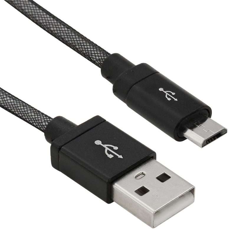 1m Net Style High Quality Metal Head Micro USB to USB Data / Charging Cable(Black)