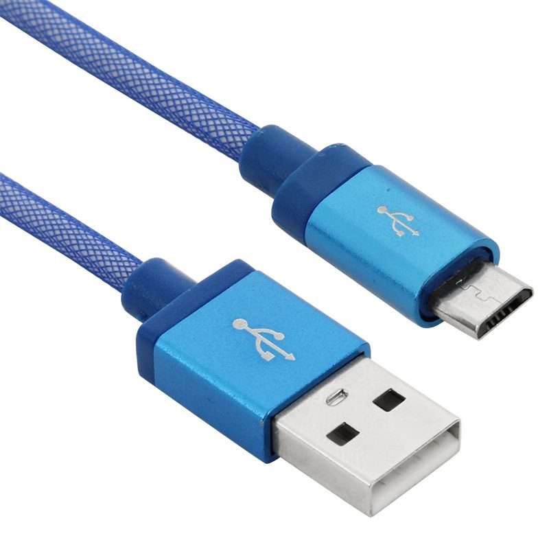 1m Net Style High Quality Metal Head Micro USB to USB Data / Charging Cable(Blue)
