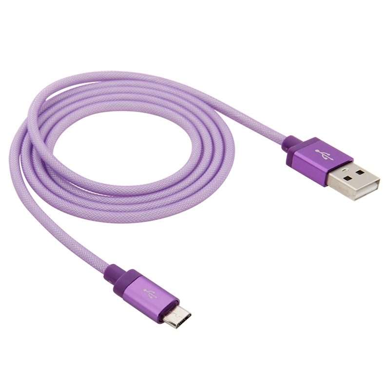 1m Net Style High Quality Metal Head Micro USB to USB Data / Charging Cable(Purple)