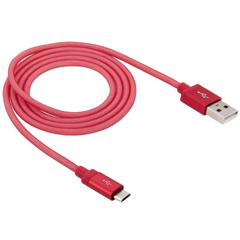 1m Net Style High Quality Metal Head Micro USB to USB Data / Charging Cable(Red)