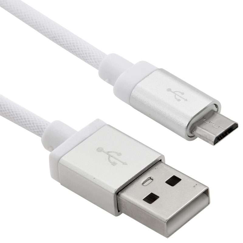 1m Net Style High Quality Metal Head Micro USB to USB Data / Charging Cable(White)