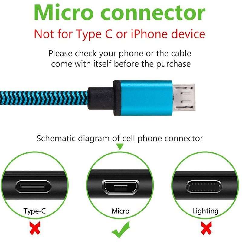 1m Woven Style Micro USB to USB 2.0 Data / Charger Cable