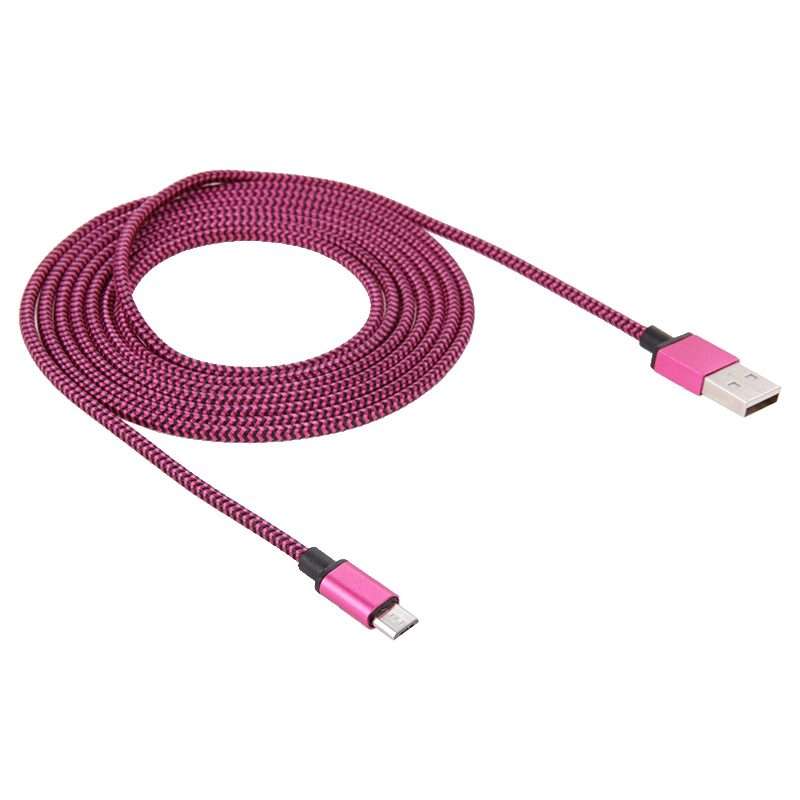 2m Woven Style Micro USB to USB 2.0 Data / Charger Cable(Magenta)