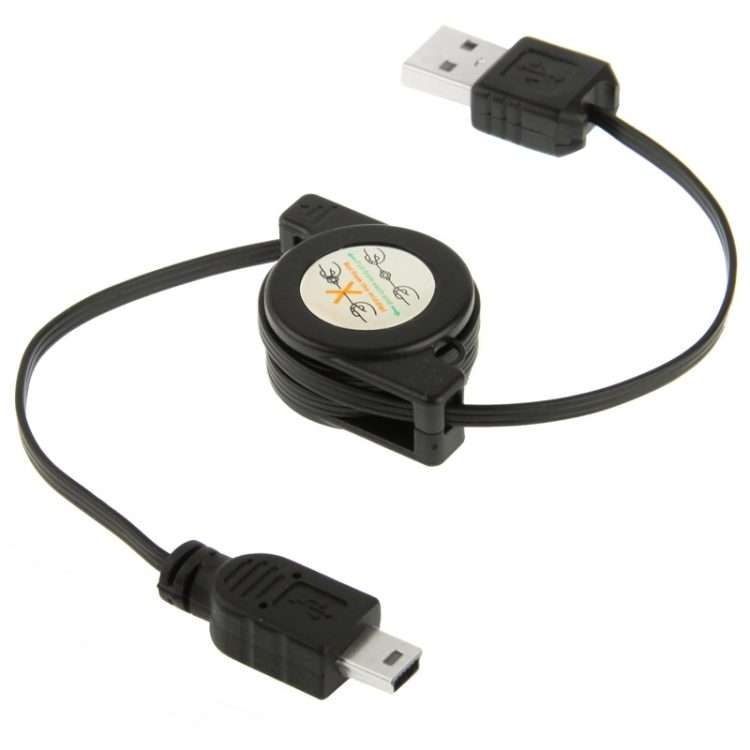 USB 2.0 to Mini 5 Pin USB Retractable Data & Charger Cable for Motorola V3 / Mobile Ph ... (Black)