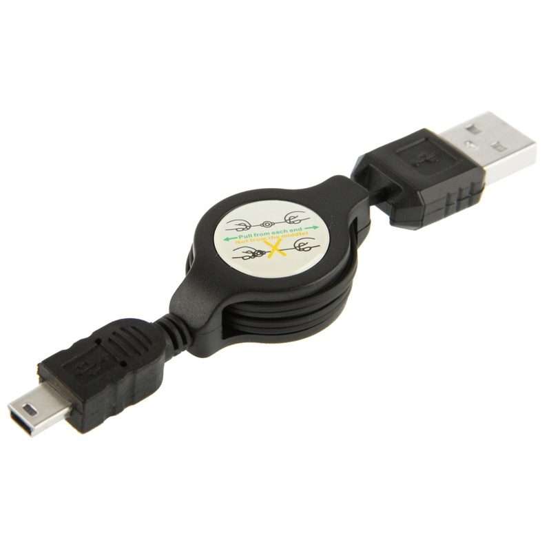 USB 2.0 to Mini 5 Pin USB Retractable Data & Charger Cable for Motorola V3 / Mobile Ph ... (Black)