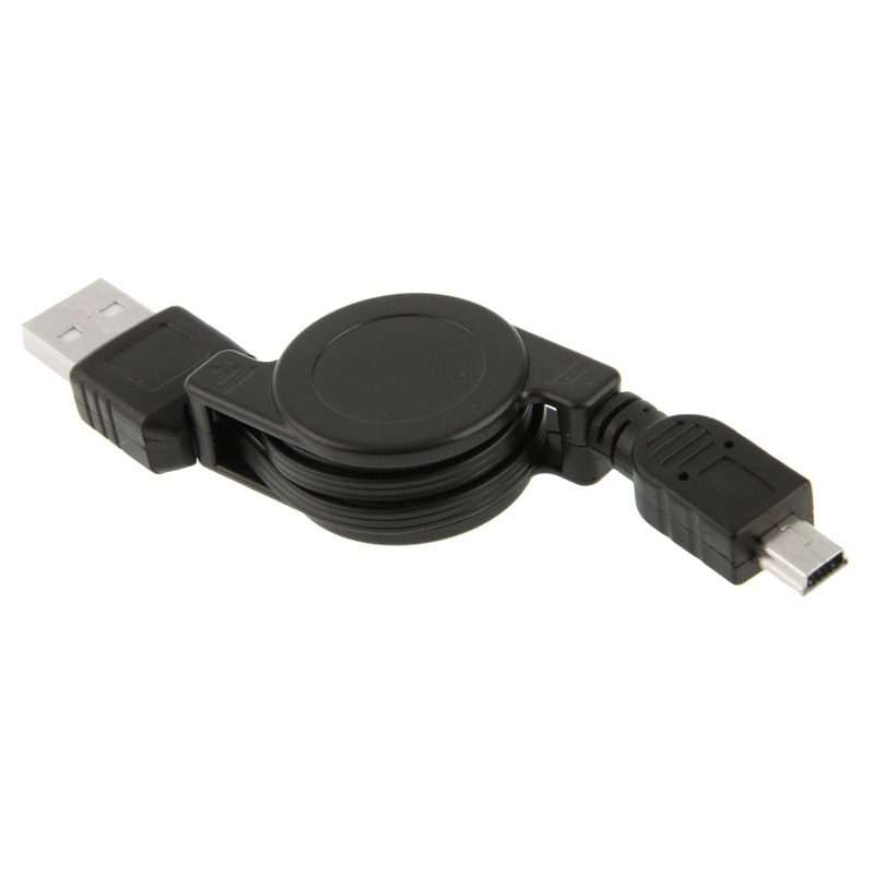 USB 2.0 to Mini 5 Pin USB Retractable Data & Charger Cable for Motorola V3 / Mobile Ph ... (Black)