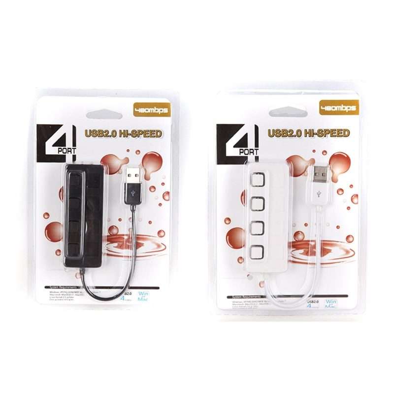 4 Ports USB 2.0 HUB with 4 Switch(White)