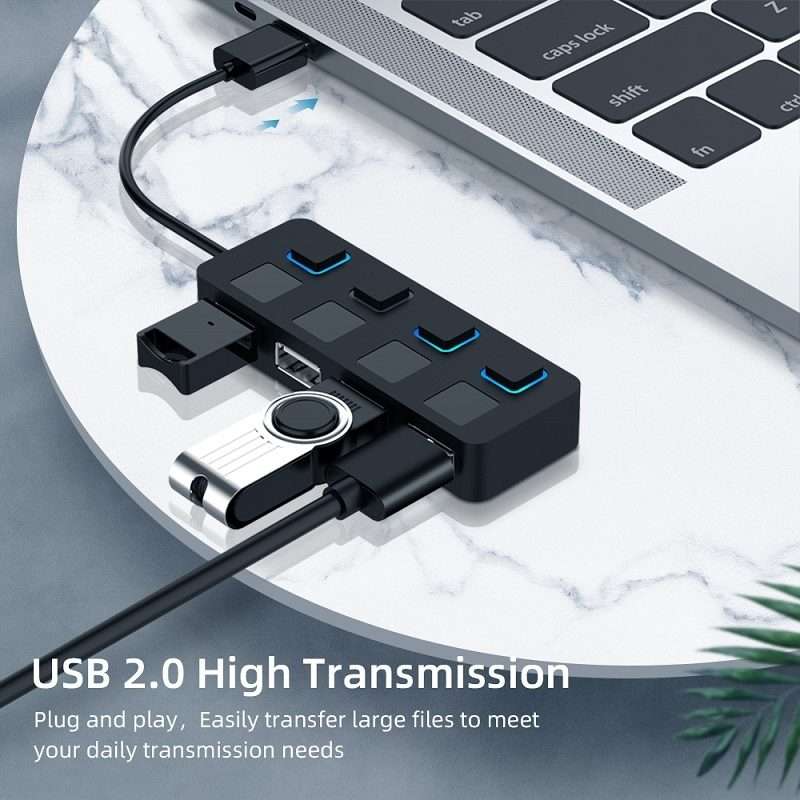 4 Ports USB 2.0 HUB with 4 Switch(White)