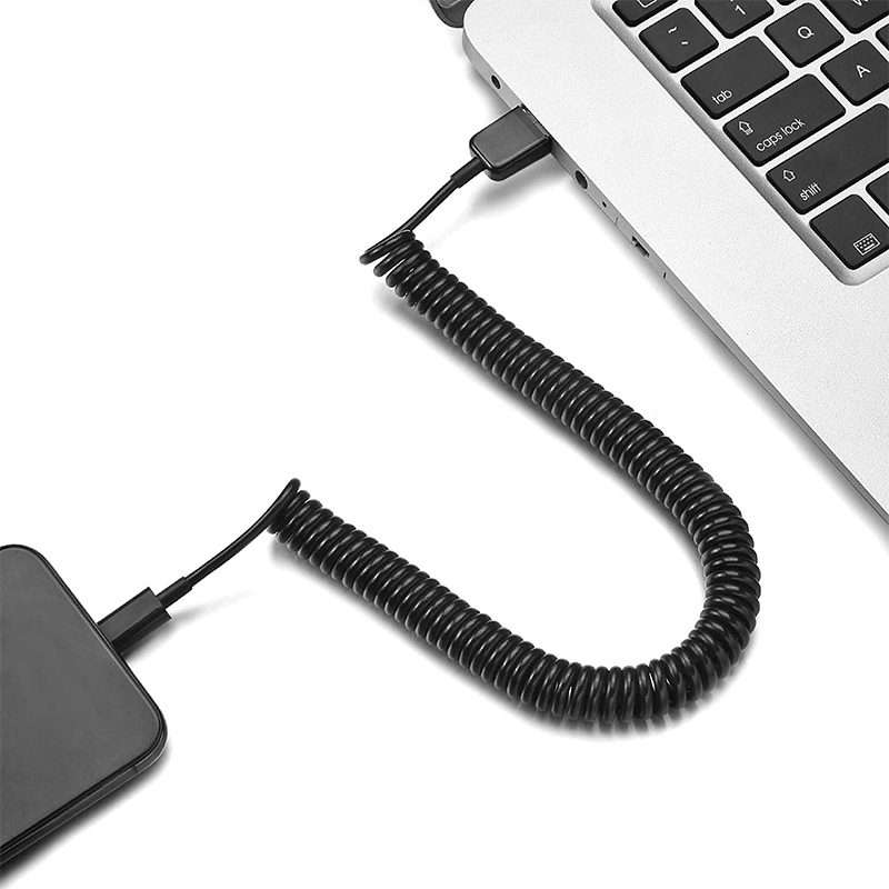 Micro USB Data Sync Charger Coiled Cable, Length: 27.5cm (can be extended up to 100cm)(Black)