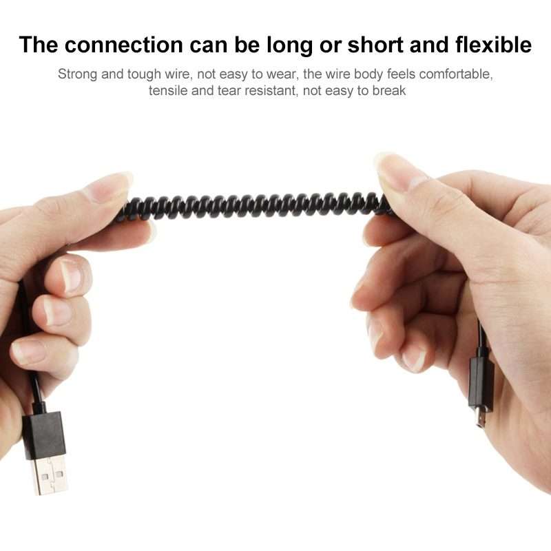 Micro USB Data Sync Charger Coiled Cable, Length: 27.5cm (can be extended up to 100cm)(Black)