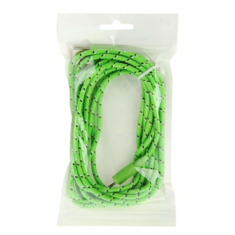 Nylon Netting Style Micro 5 Pin USB Data Transfer / Charge Cable, Length: 3m(Green)
