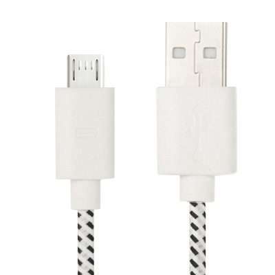 Nylon Netting Style Micro 5 Pin USB Data Transfer / Charge Cable, Length: 3m(White)
