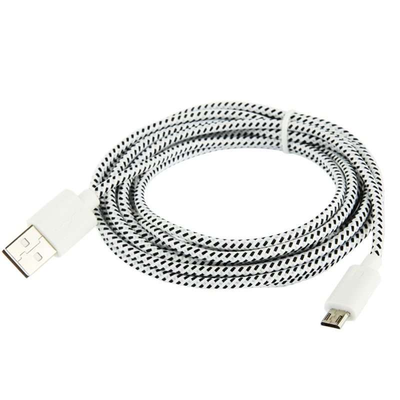Nylon Netting Style Micro 5 Pin USB Data Transfer / Charge Cable, Length: 3m(White)