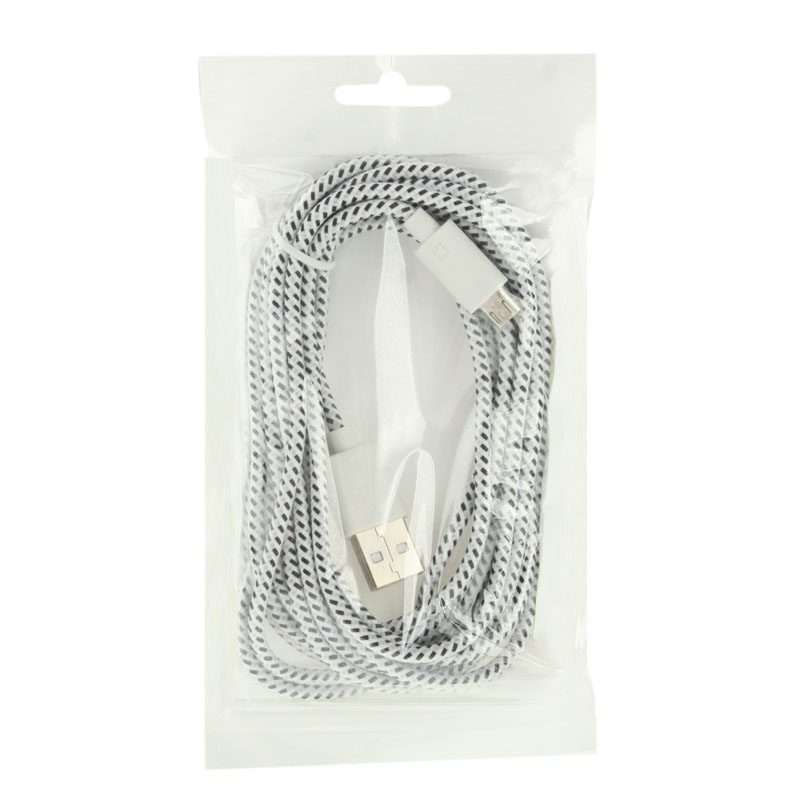 Nylon Netting Style Micro 5 Pin USB Data Transfer / Charge Cable, Length: 3m(White)