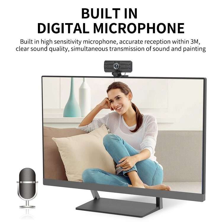 Gsou T16s 1080P HD Webcam with Cover Built-in Microphone for Online Classes Broadcast Conference V