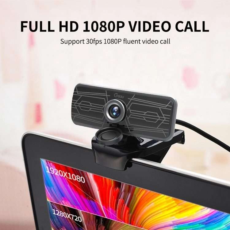 Gsou T16s 1080P HD Webcam with Cover Built-in Microphone for Online Classes Broadcast Conference V
