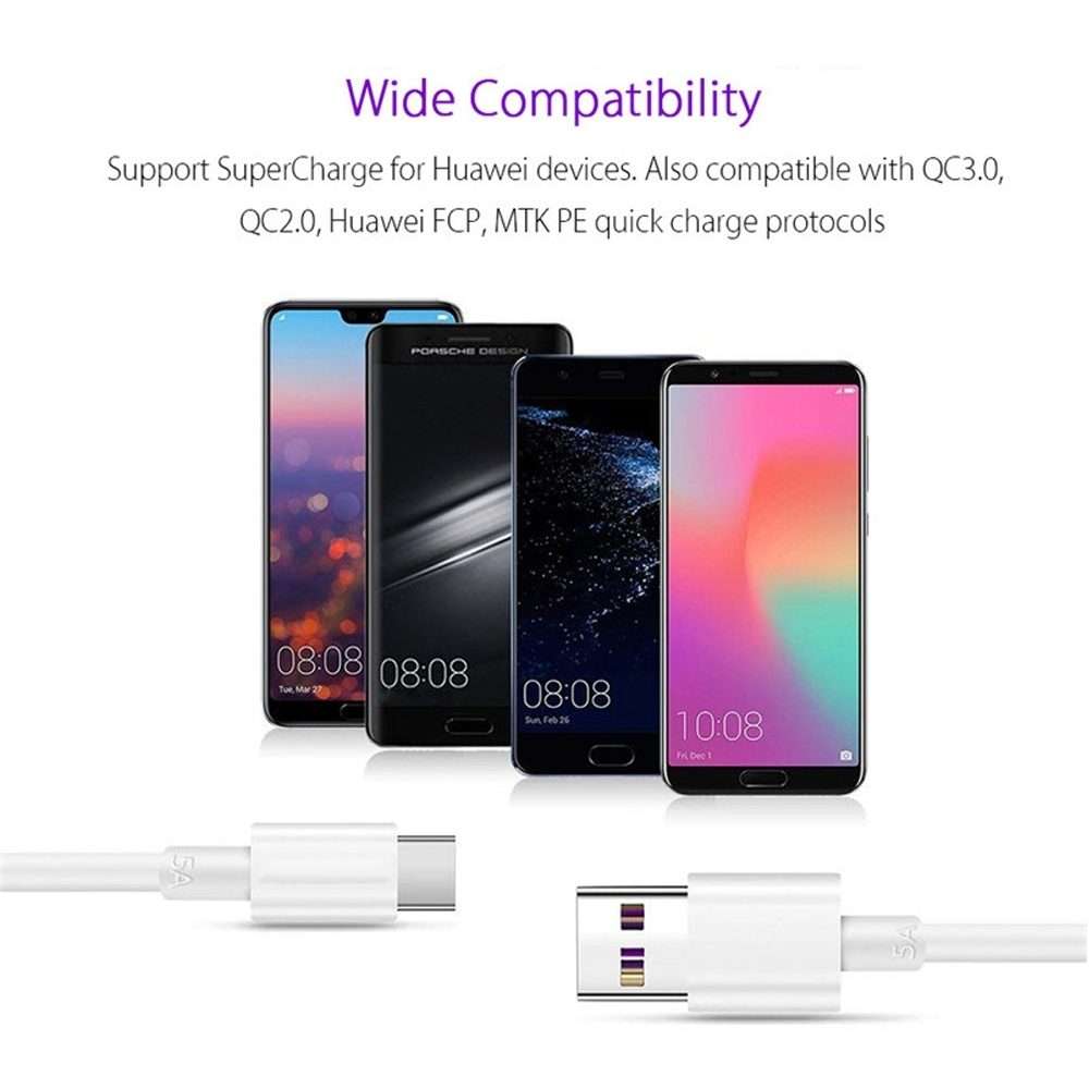 5A USB to USB-C / Type-C Flash Charging Data Cable, Cable Length: 2m
