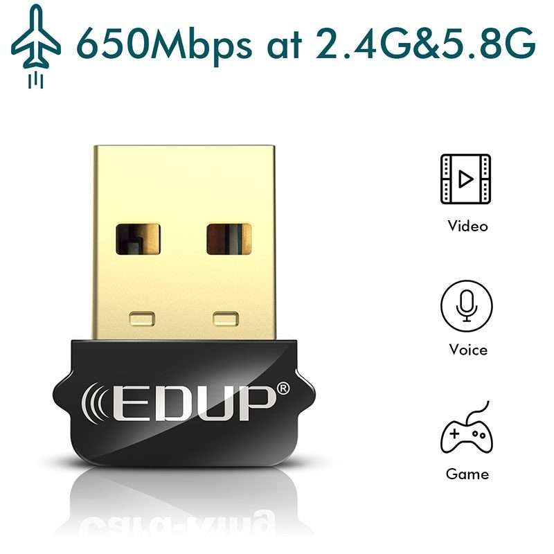 EDUP EP-AC1651 USB WIFI Adapter 650Mbps Dual Band 5G/2.4GHz External Wireless Network Card Wifi Do