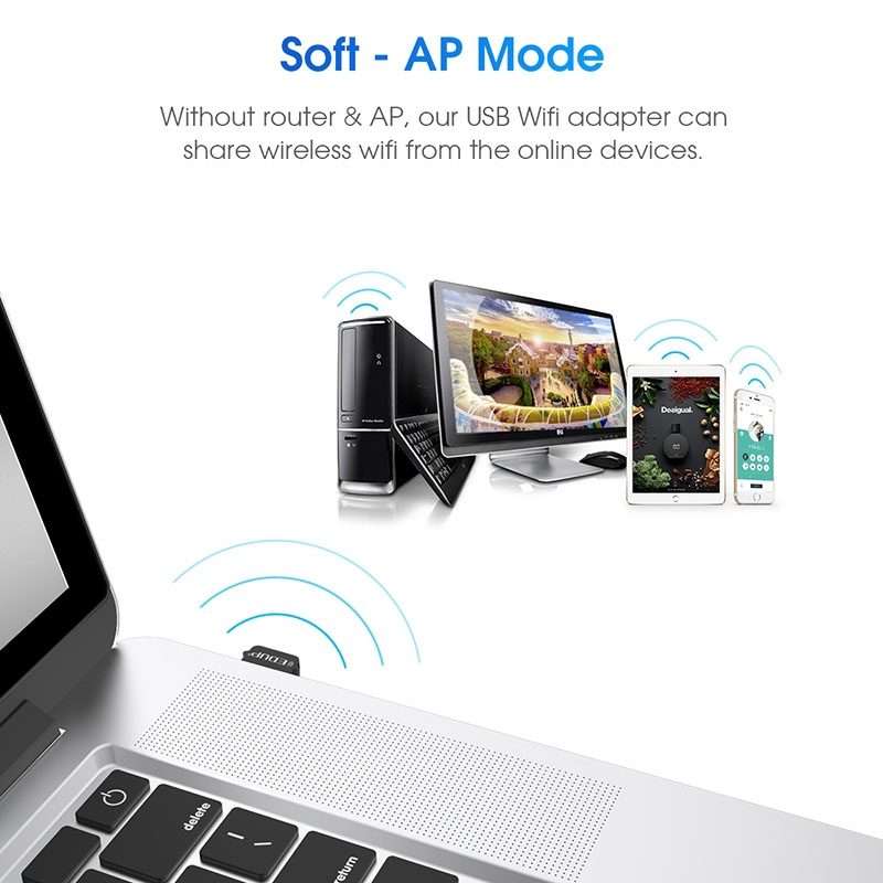 EDUP EP-AC1651 USB WIFI Adapter 650Mbps Dual Band 5G/2.4GHz External Wireless Network Card Wifi Do