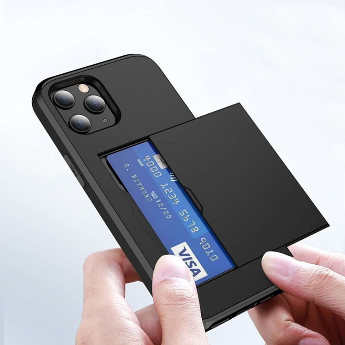 For iPhone 12 mini Shockproof Rugged Armor Protective Case with Card Slot(Gold)