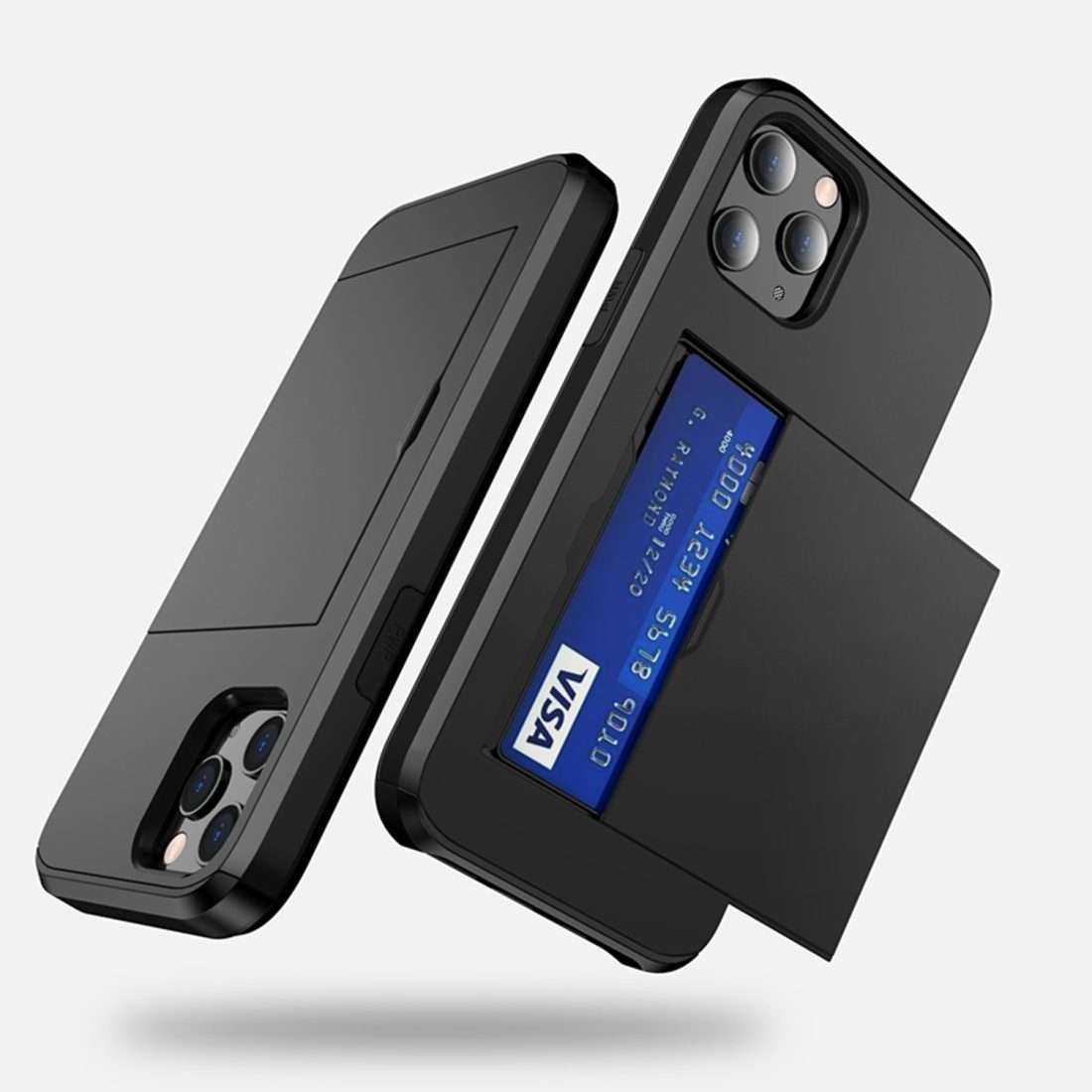 For iPhone 12 mini Shockproof Rugged Armor Protective Case with Card Slot(Gold)