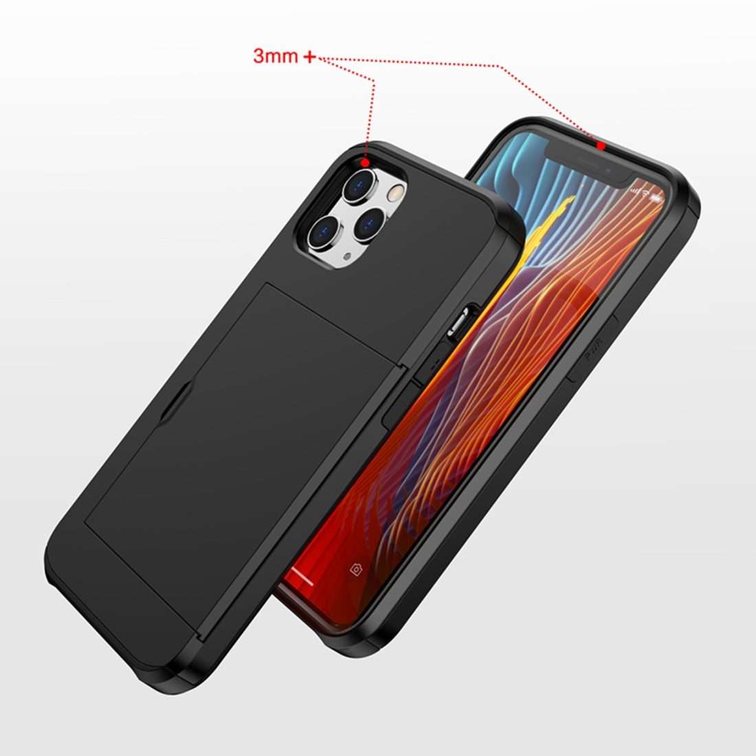 For iPhone 12 mini Shockproof Rugged Armor Protective Case with Card Slot(Gold)