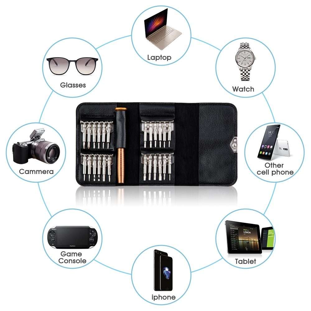 27 in 1 Magnetic Suction Portable Wallet Type Screw Driver Set Mobile Phone Tablet Maintenance Too