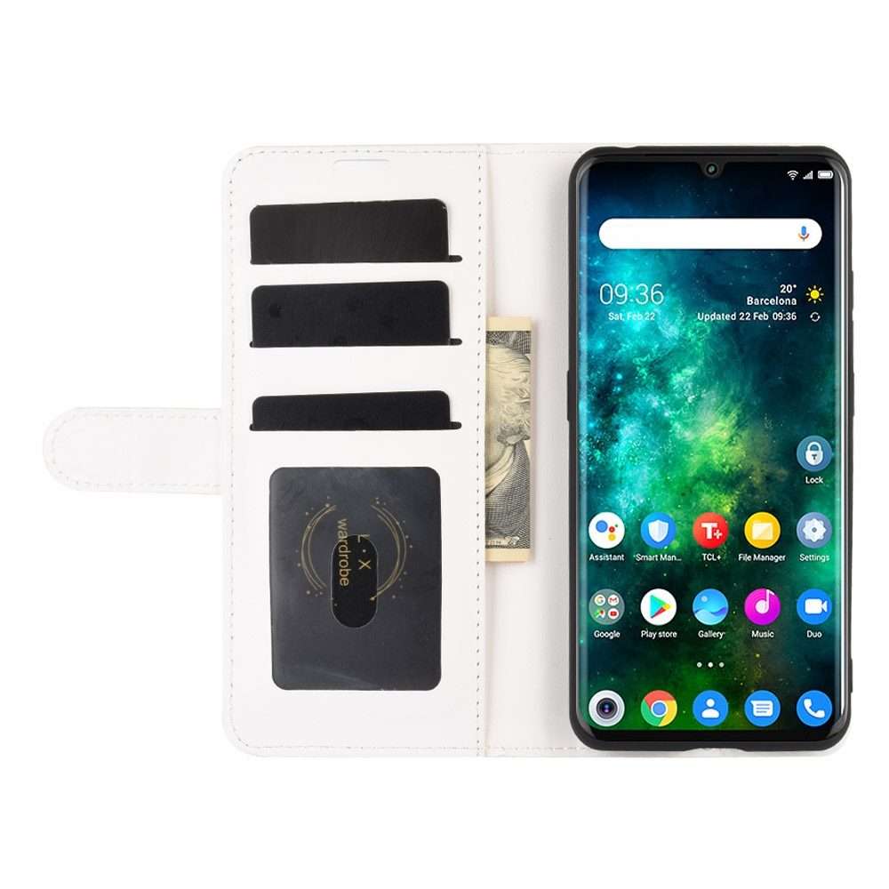 For TCL 10 Pro R64 Texture Single Horizontal Flip Protective Case with Holder & Card S ... (White)