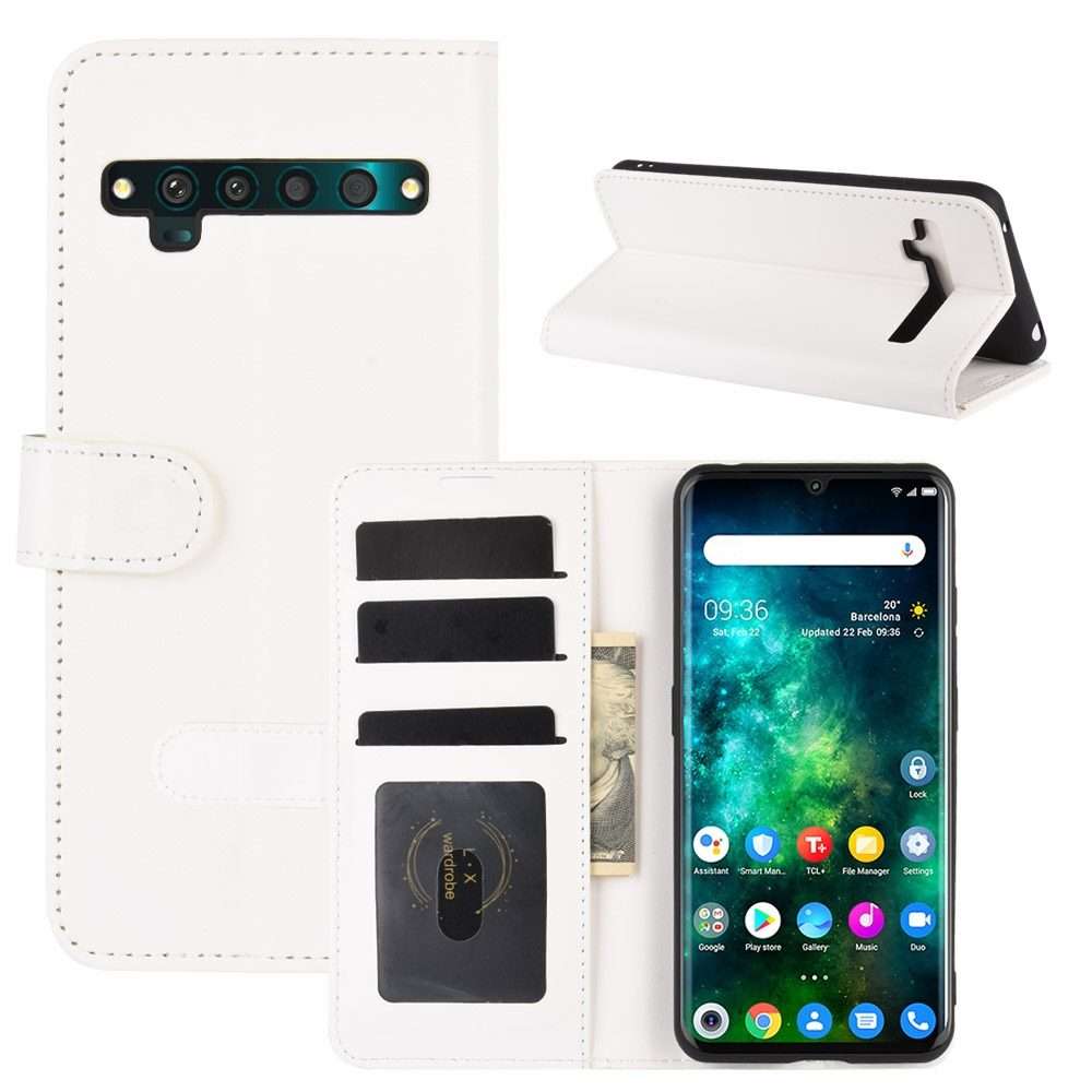 For TCL 10 Pro R64 Texture Single Horizontal Flip Protective Case with Holder & Card S ... (White)