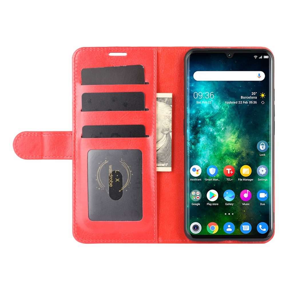 For TCL 10 Pro R64 Texture Single Horizontal Flip Protective Case with Holder & Card Slo ... (Red)