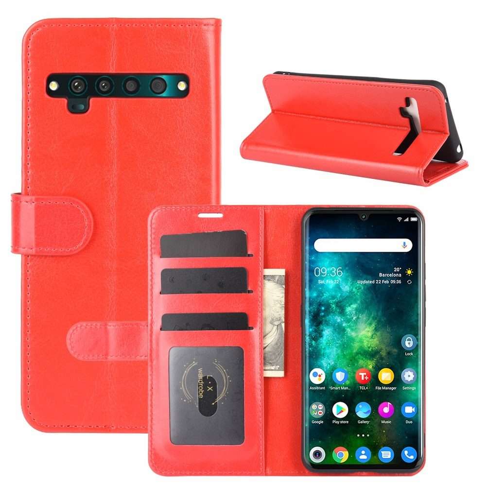 For TCL 10 Pro R64 Texture Single Horizontal Flip Protective Case with Holder & Card Slo ... (Red)