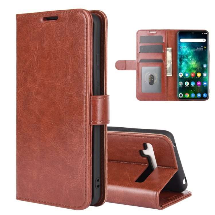 For TCL 10 Pro R64 Texture Single Horizontal Flip Protective Case with Holder & Card S ... (Brown)