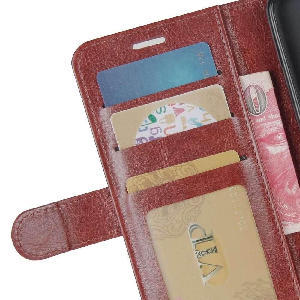 For TCL 10 Pro R64 Texture Single Horizontal Flip Protective Case with Holder & Card S ... (Brown)