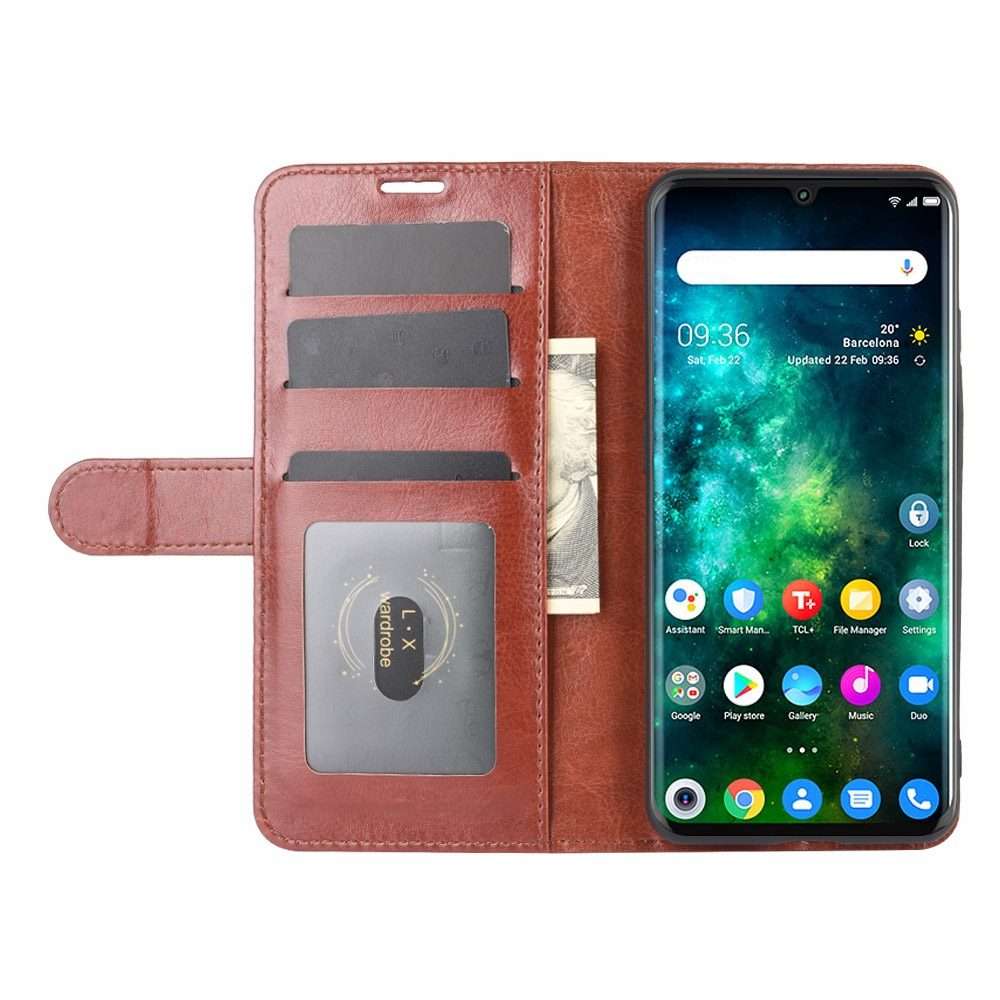 For TCL 10 Pro R64 Texture Single Horizontal Flip Protective Case with Holder & Card S ... (Brown)
