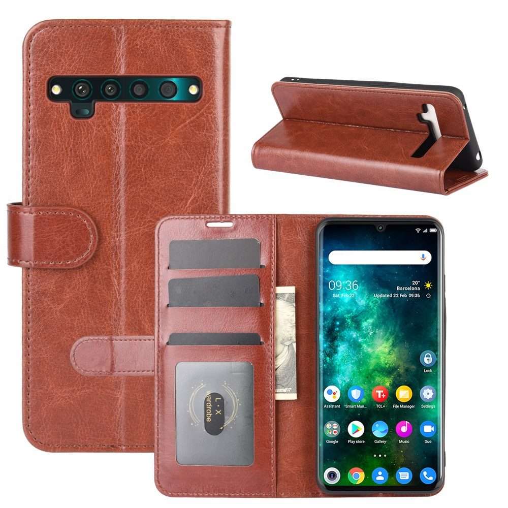 For TCL 10 Pro R64 Texture Single Horizontal Flip Protective Case with Holder & Card S ... (Brown)