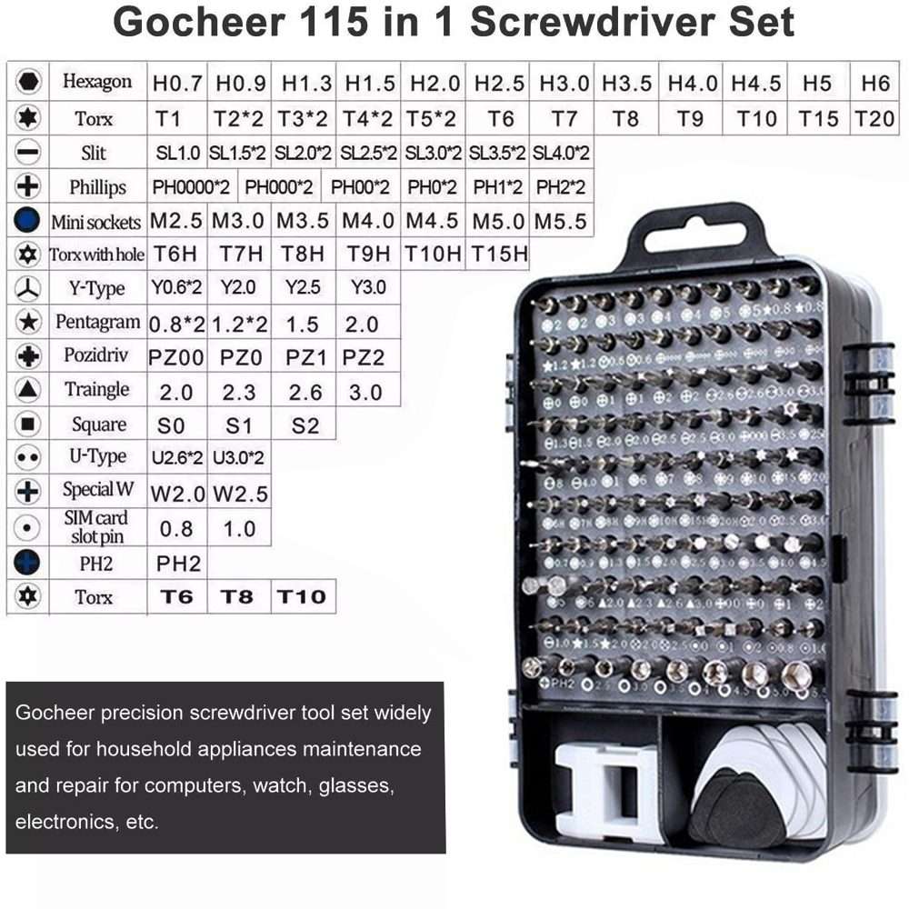 115 in 1 Precision Screw Driver Mobile Phone Computer Disassembly Maintenance Tool Set(Yellow)