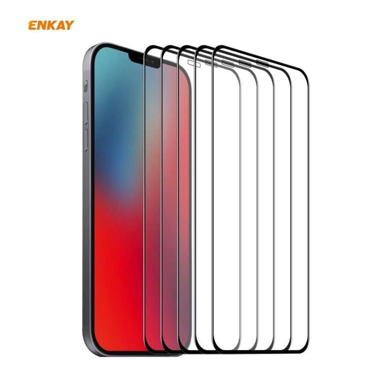 For iPhone 12 / 12 Pro 5pcs ENKAY Hat-Prince 0.26mm 9H 6D Curved Full Coverage Tempered Glass Prot