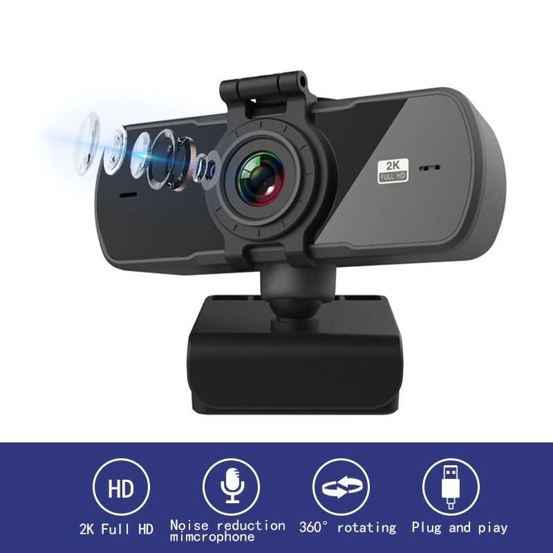C5 4 Million Pixel Auto Focus 2K Full HD Webcam 360 Rotation USB Driver-free Live Broadcast WebCam