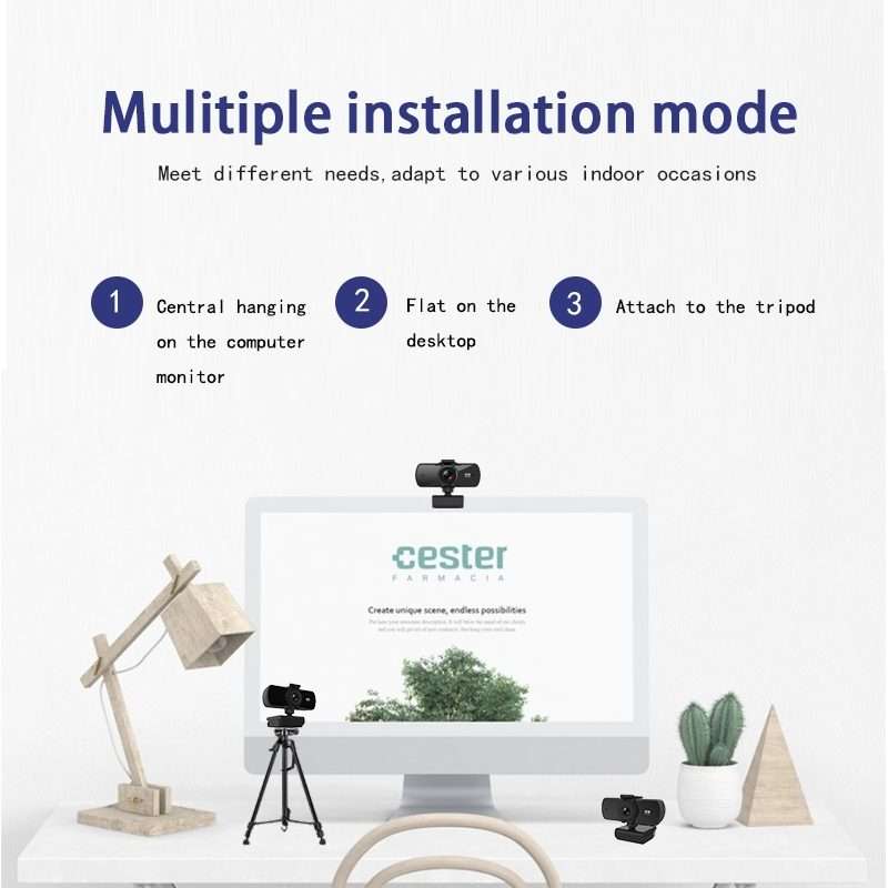 C5 4 Million Pixel Auto Focus 2K Full HD Webcam 360 Rotation USB Driver-free Live Broadcast WebCam