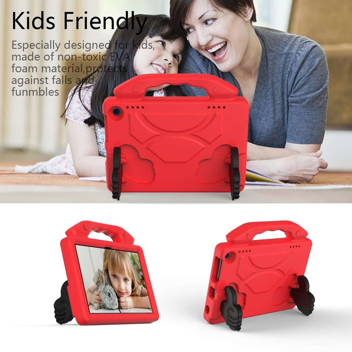 For Amazon Kindle Fire HD8 Plus (2020) EVA Material Children Flat Anti Falling Cover Pro ... (Red)