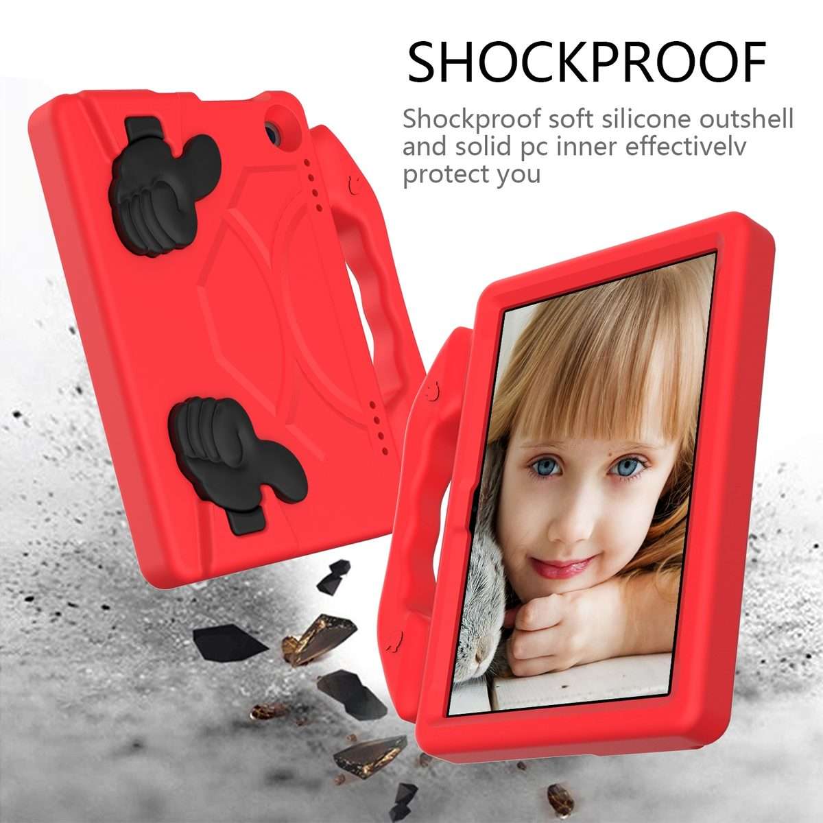 For Amazon Kindle Fire HD8 Plus (2020) EVA Material Children Flat Anti Falling Cover Pro ... (Red)