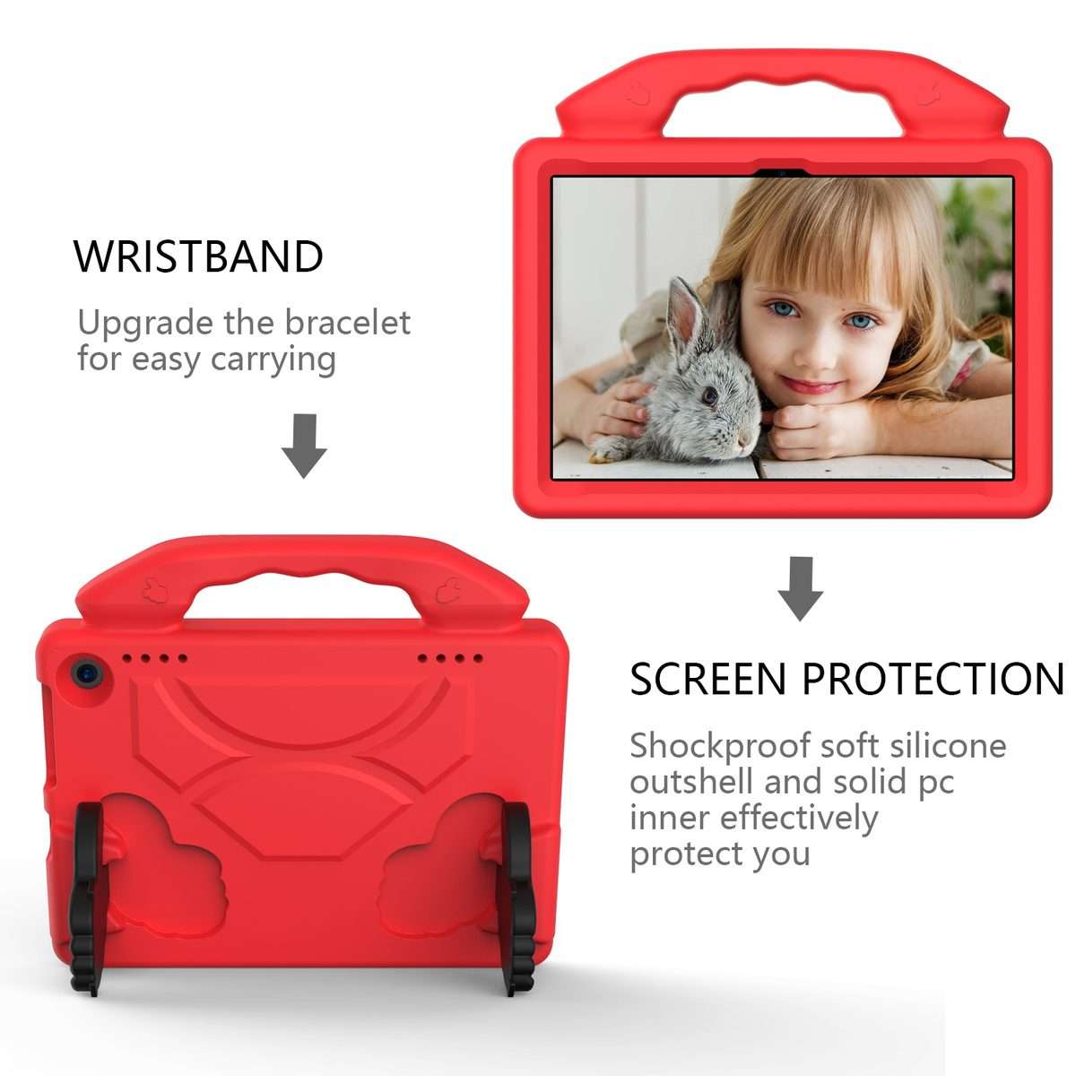 For Amazon Kindle Fire HD8 Plus (2020) EVA Material Children Flat Anti Falling Cover Pro ... (Red)