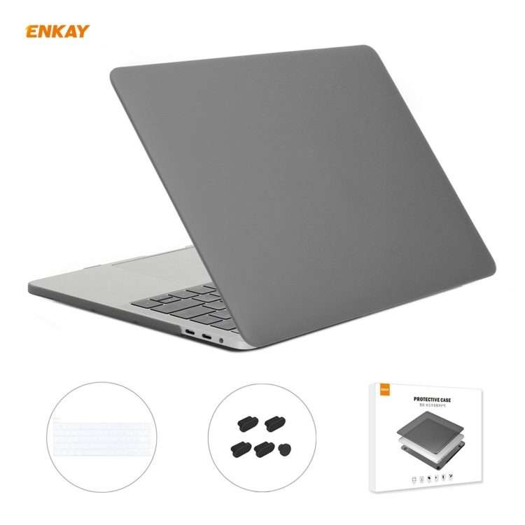 ENKAY 3 in 1 Matte Laptop Protective Case + US Version TPU Keyboard Film + Anti-dust Pl ... (Grey)