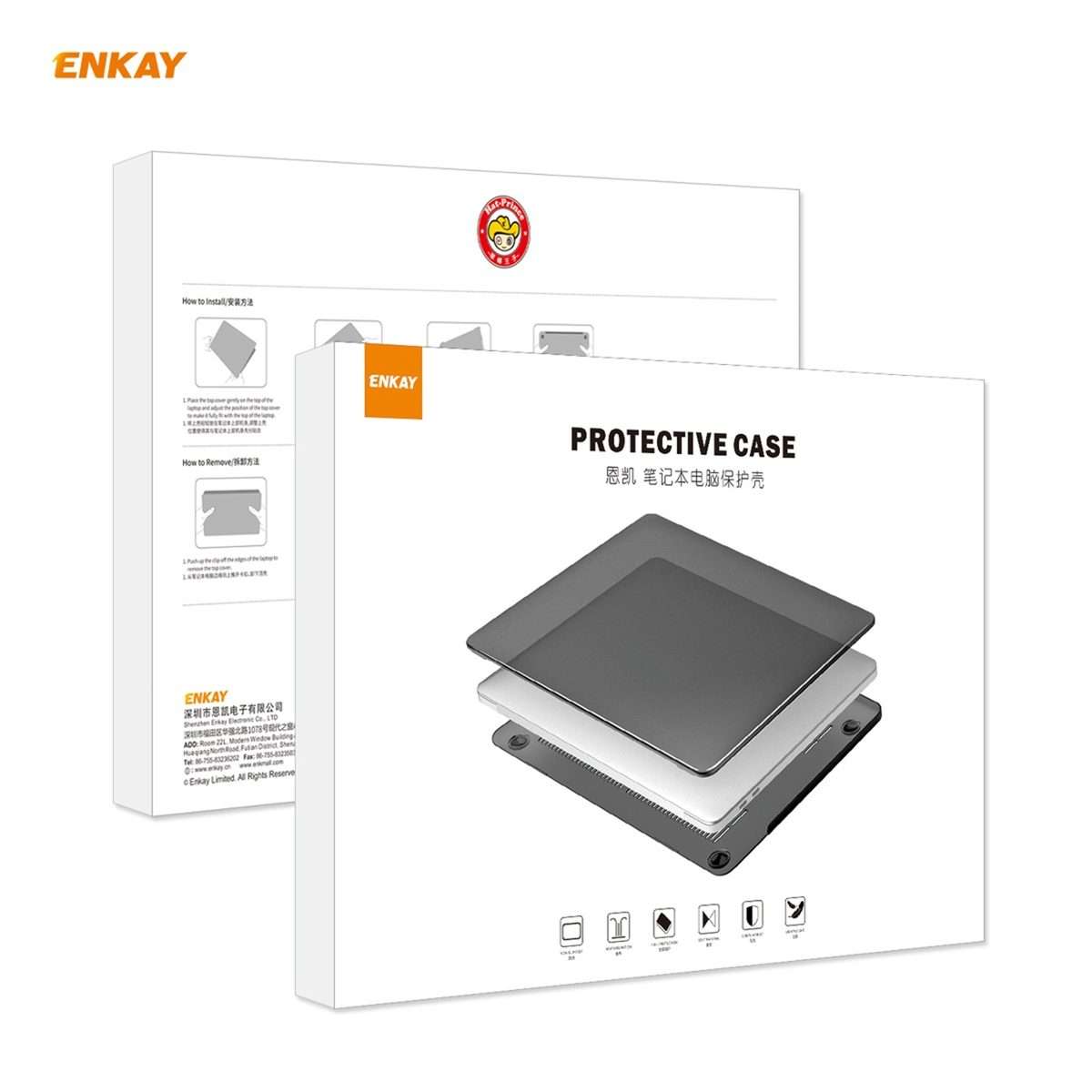 ENKAY 3 in 1 Matte Laptop Protective Case + US Version TPU Keyboard Film + Anti-dust Pl ... (Grey)