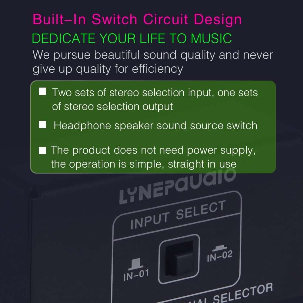 B101 2 In 1 Out (1 In 2 Out) Audio Source Signal Selection Switcher Computer Speaker RCA Lossless